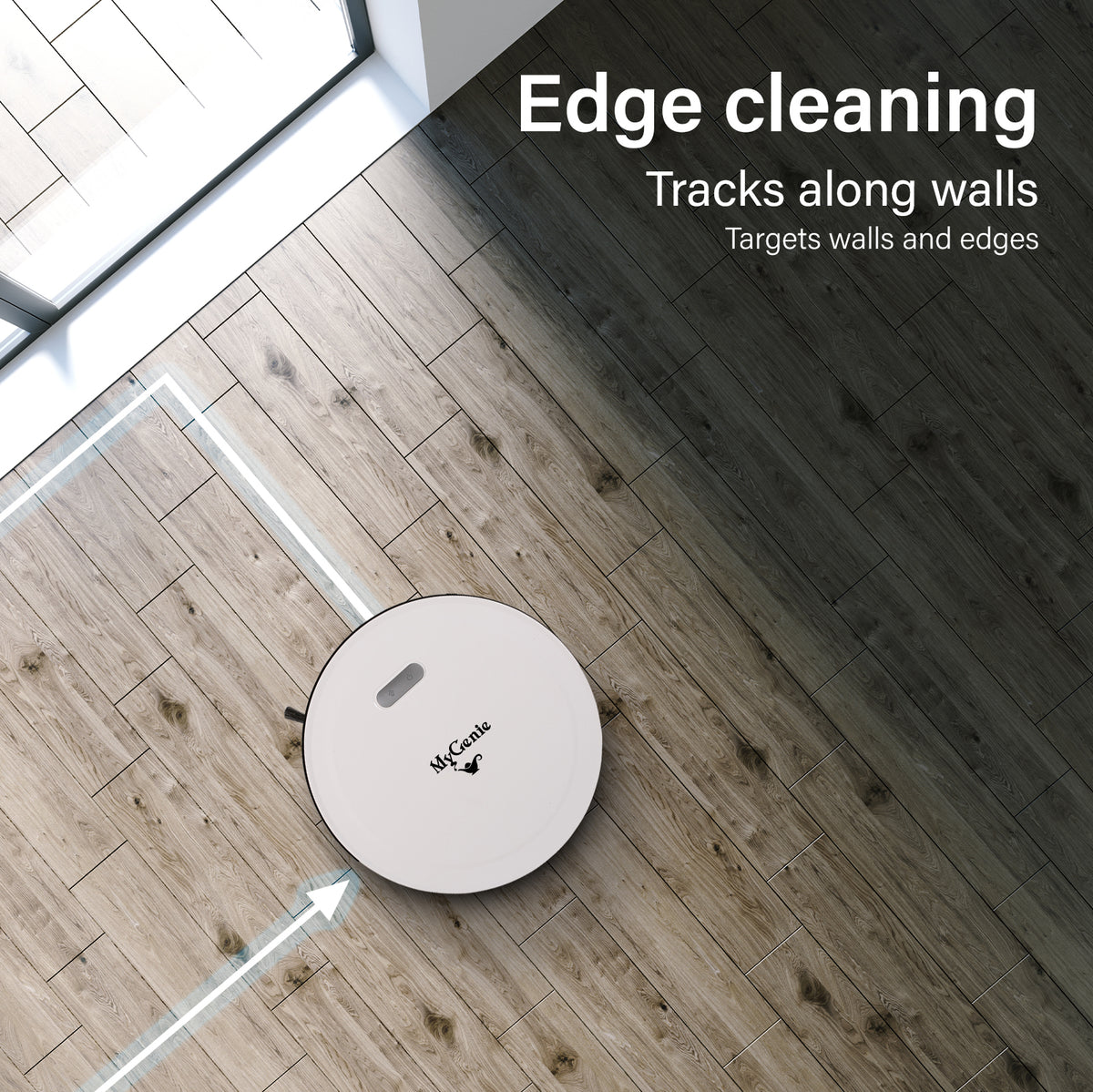 Genie Smart Robotic Vacuum Cleaner Auto Suction Mop for Pet Hair White