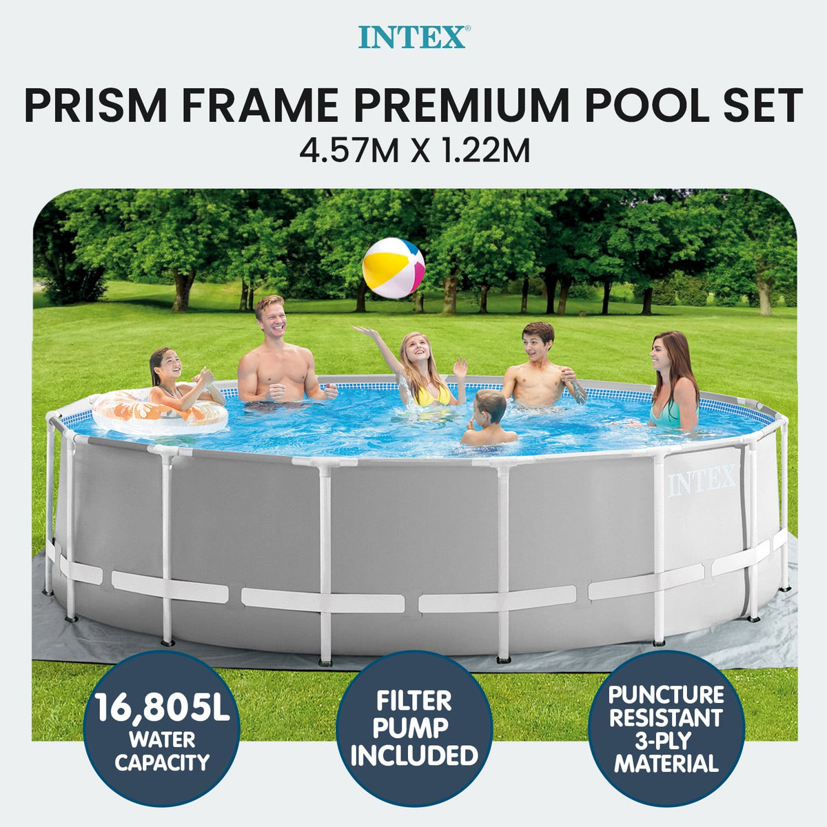 Round Swimming Pool Grey Steel