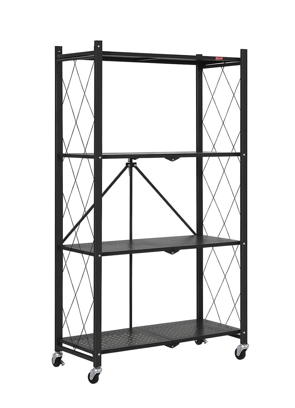 4-Tier Foldable Shelf Unit Black 34x127x71cm