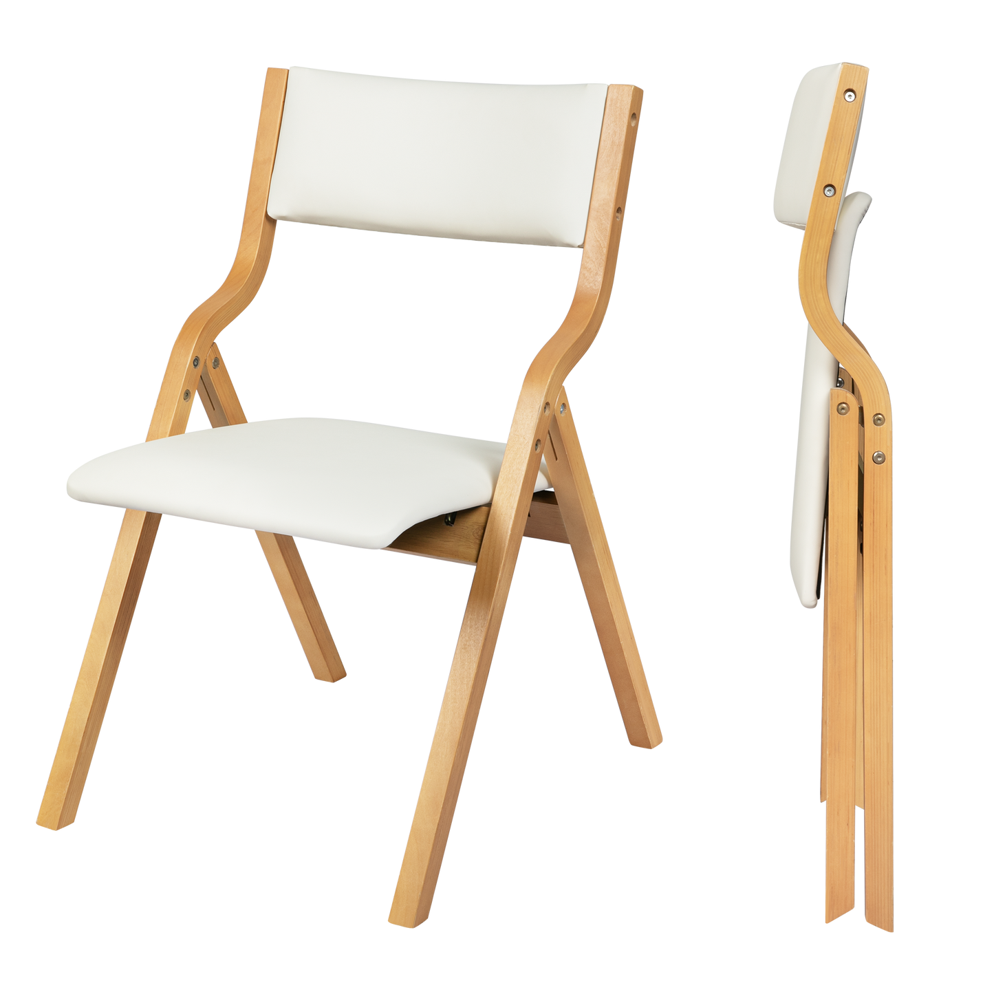 Stylish 4x Dining Chairs Foldable PU Beige Sleek Modern Look