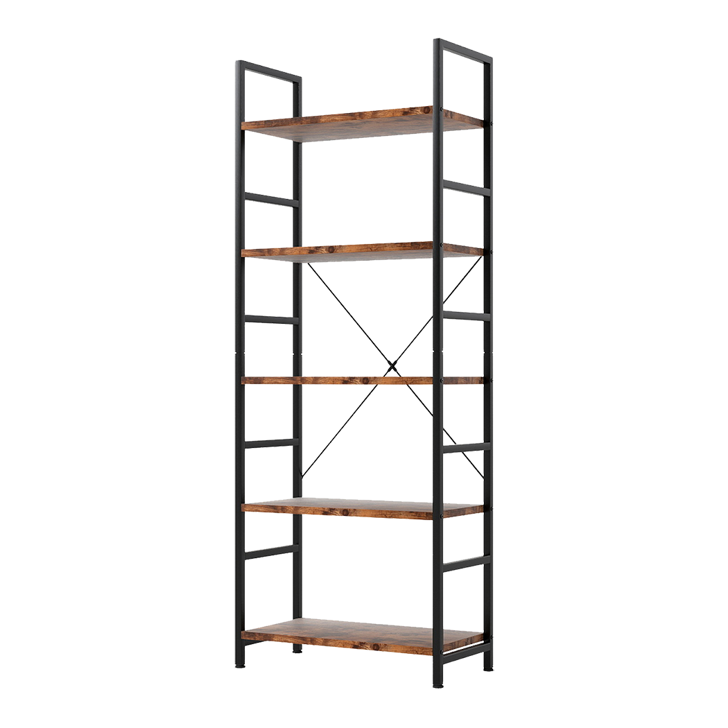 Compact 5-Tier Industrial Bookshelf Bookcase 157.5cm Sleek Modern