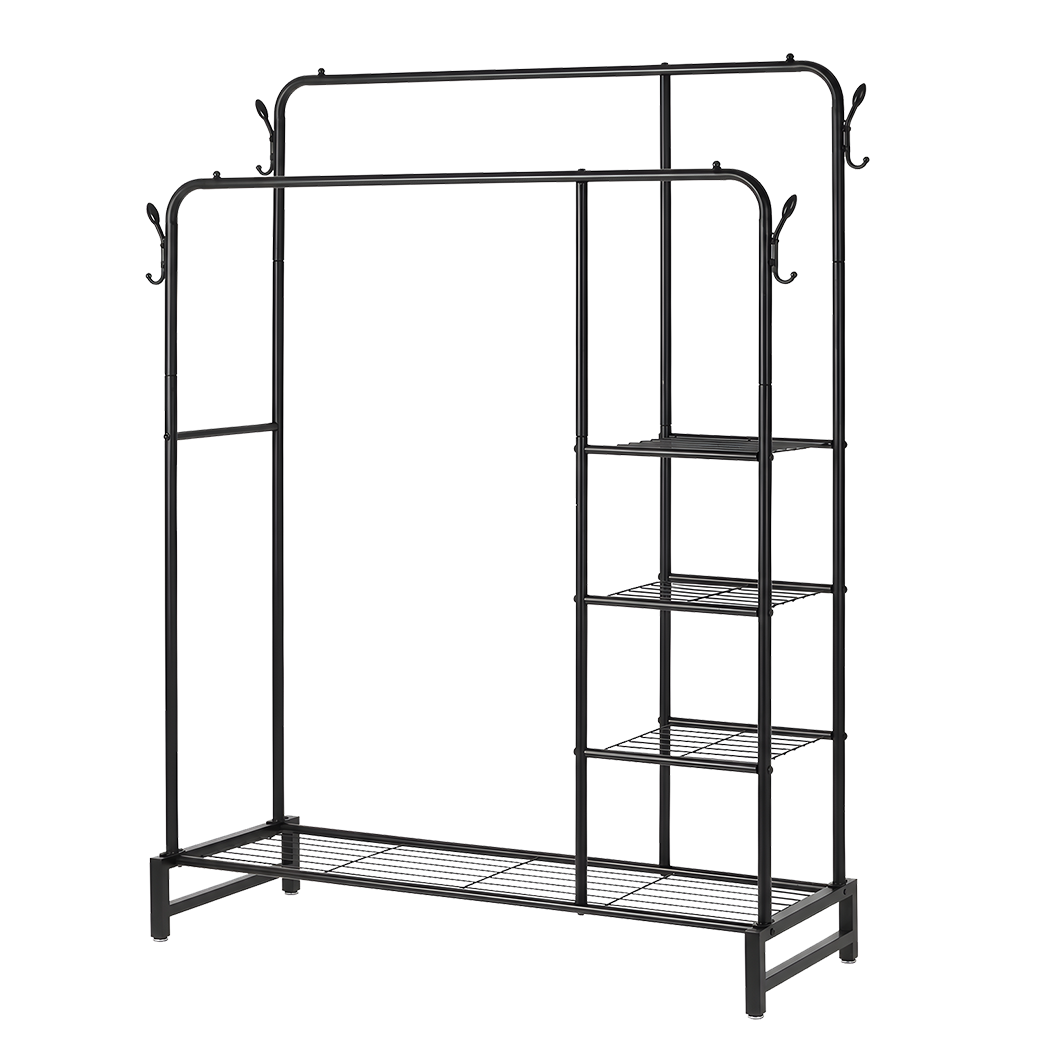 Double Rail Clothes Rack Black 122x42x160cm