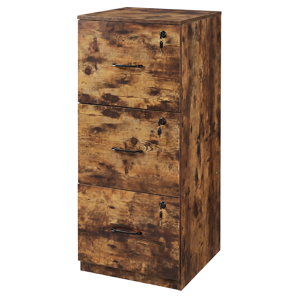 Levede File Cabinet Document Organiser 3 Lockable Drawers Vertical Cabinet
