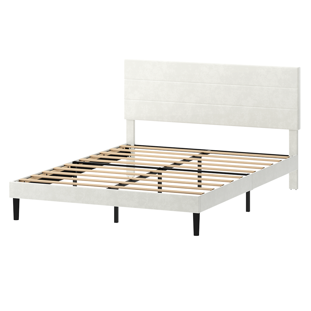 Double Bed Frame Upholstered Headboard 190x139.5x113cm