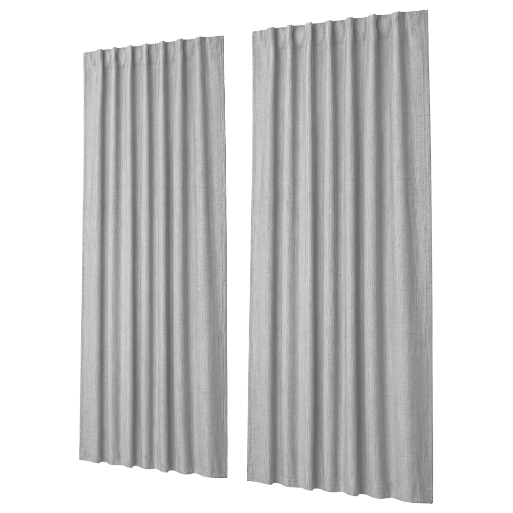 Marlow 2 Panels Blackout Curtains Thermal Linen Look Blockout Drapes Grey
