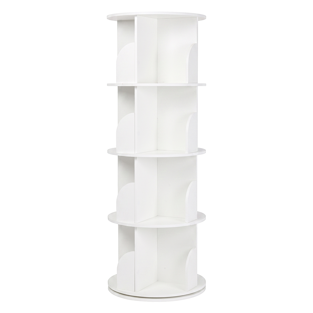 Rotating Bookshelf 4 Tier White 46x46x127cm