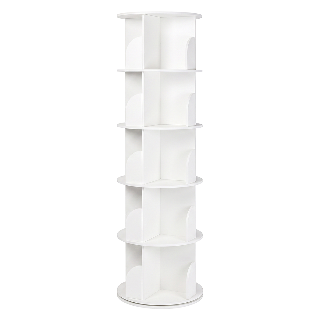 Rotating Bookshelf 5 Tier Storage 46x46x158cm