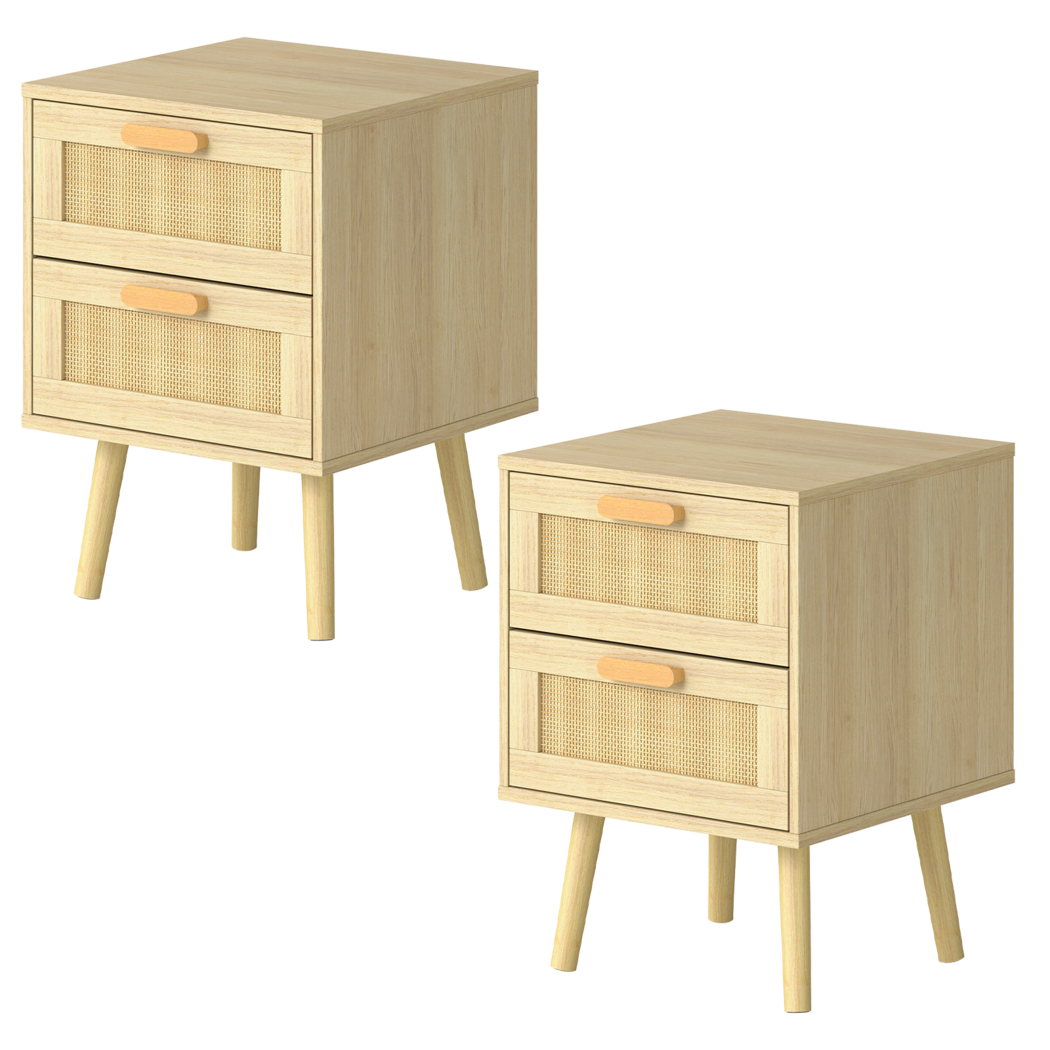 Bedside Tables Natural Rattan 40x40x56cm