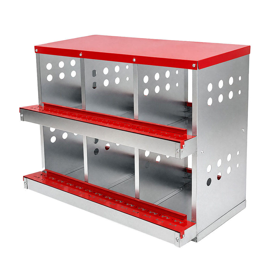 Pawz Chicken Nesting Box 6 Hole 2-Tier Roll Away Egg Collection Galvanized Coop