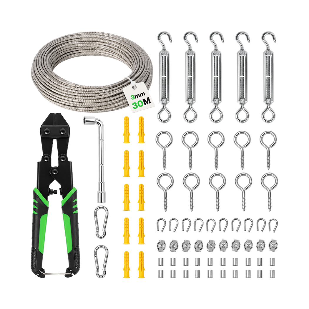 Wire Rope Kit 30M Stainless Steel 7x7cm