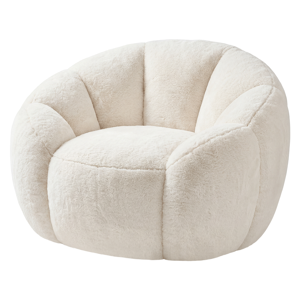 Bean Bag Chair Faux Fur White 100x105x75cm