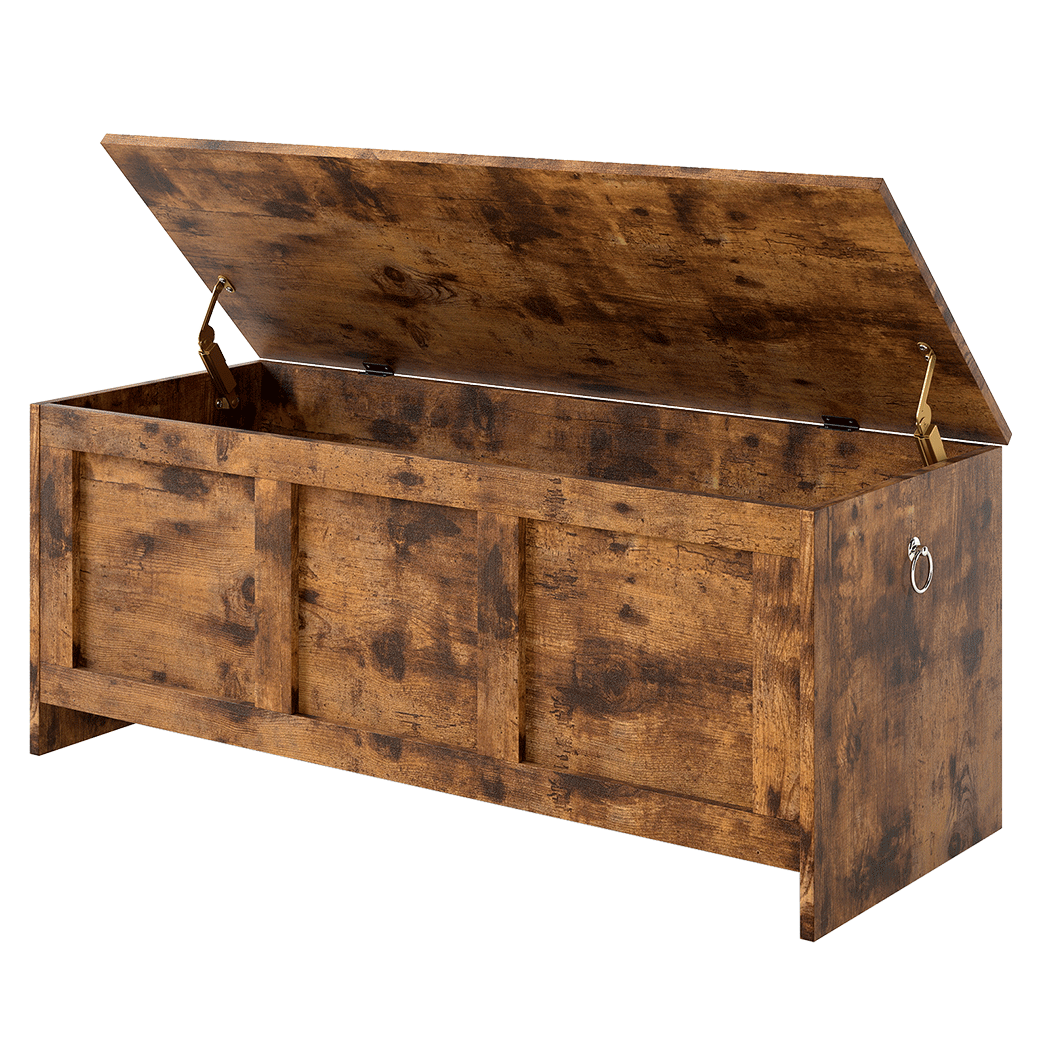 Rustic Storage Bench Wooden Cabinet 100x40x41cm