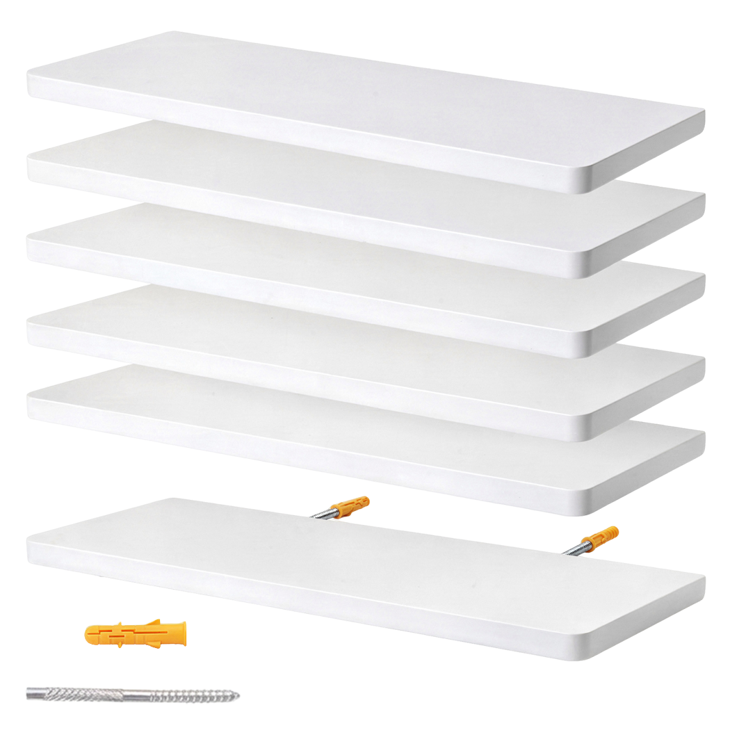 Levede Floating Shelves 6Pcs DIY Wall Mounted Storage Display Bookshelf White