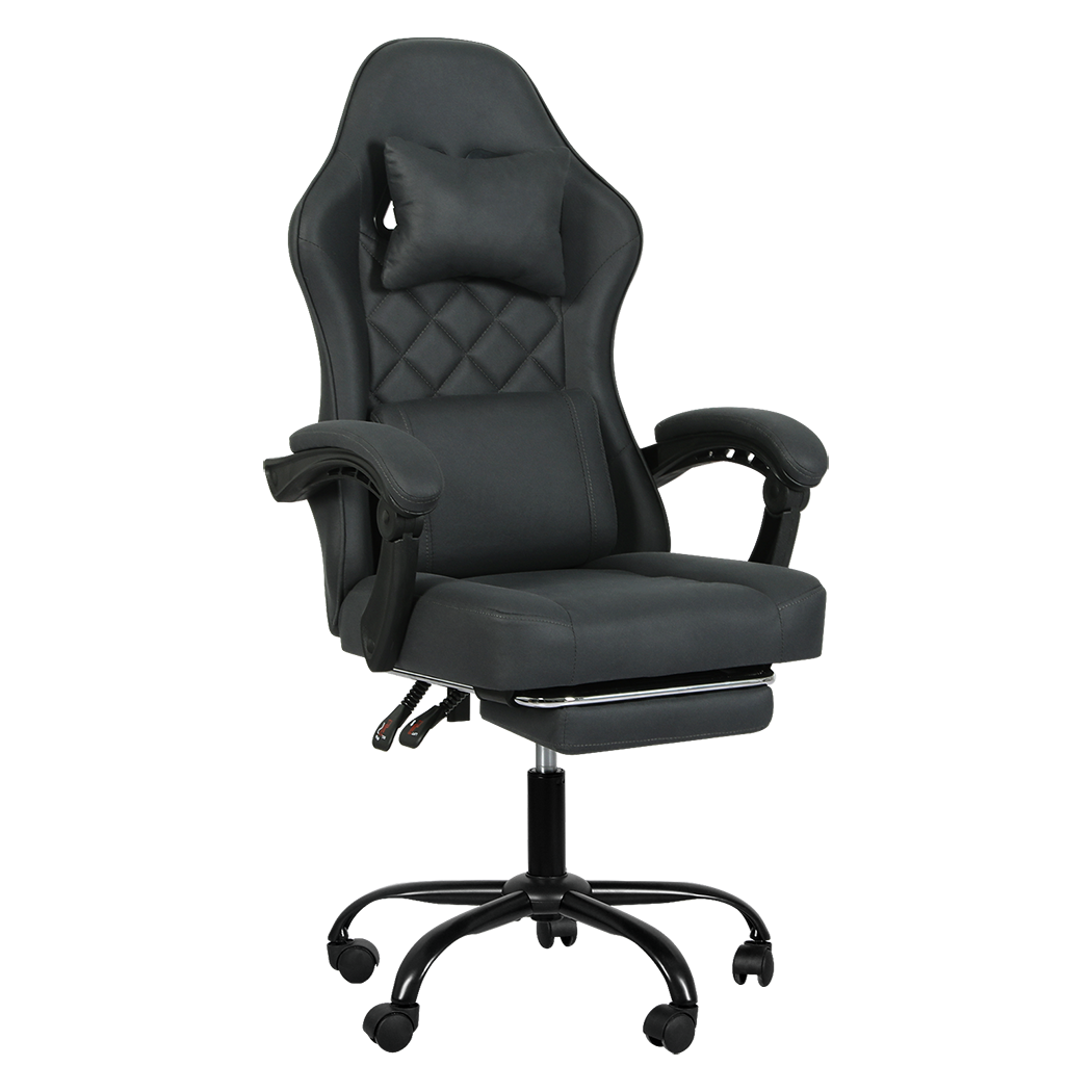 High Back Office Chair Grey Fabric 60x60x124cm