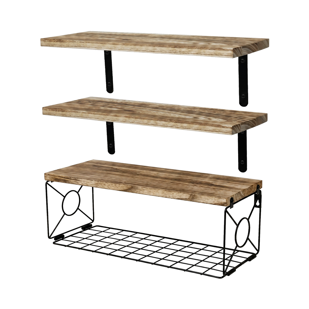Floating Wall Shelves 3-Piece Paulownia Set | HomeAndLiving - 9