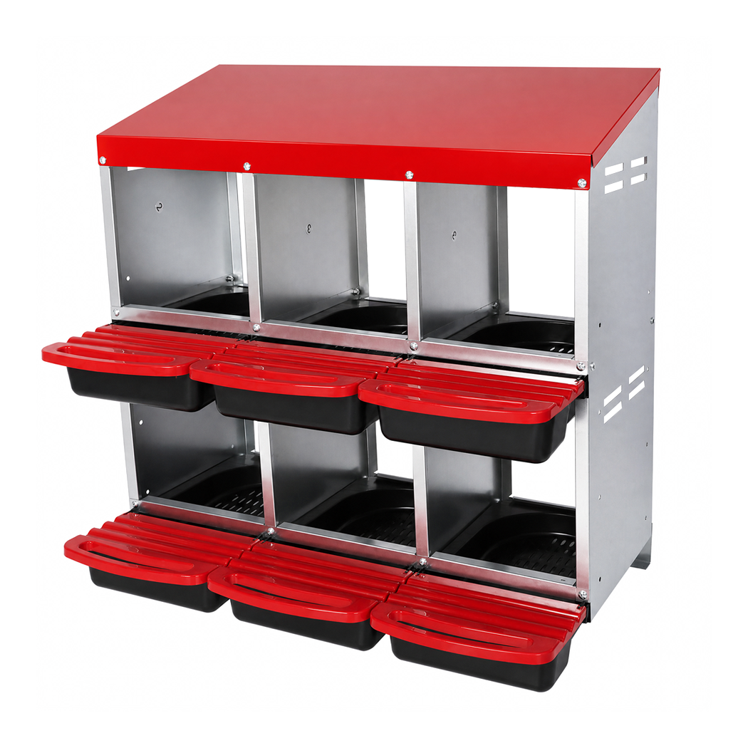 Pawz Chicken Hen Coop Hutch 6 Hole Double Layer Roll Away Lay Egg Nesting Box