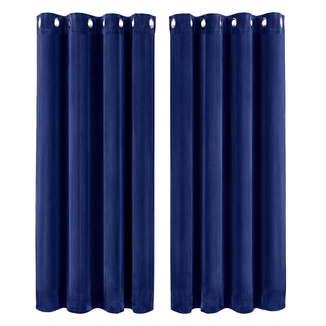 Marlow Velvet Blackout Curtains 2-Panel Room Darkening Eyelet Curtains 132x160cm