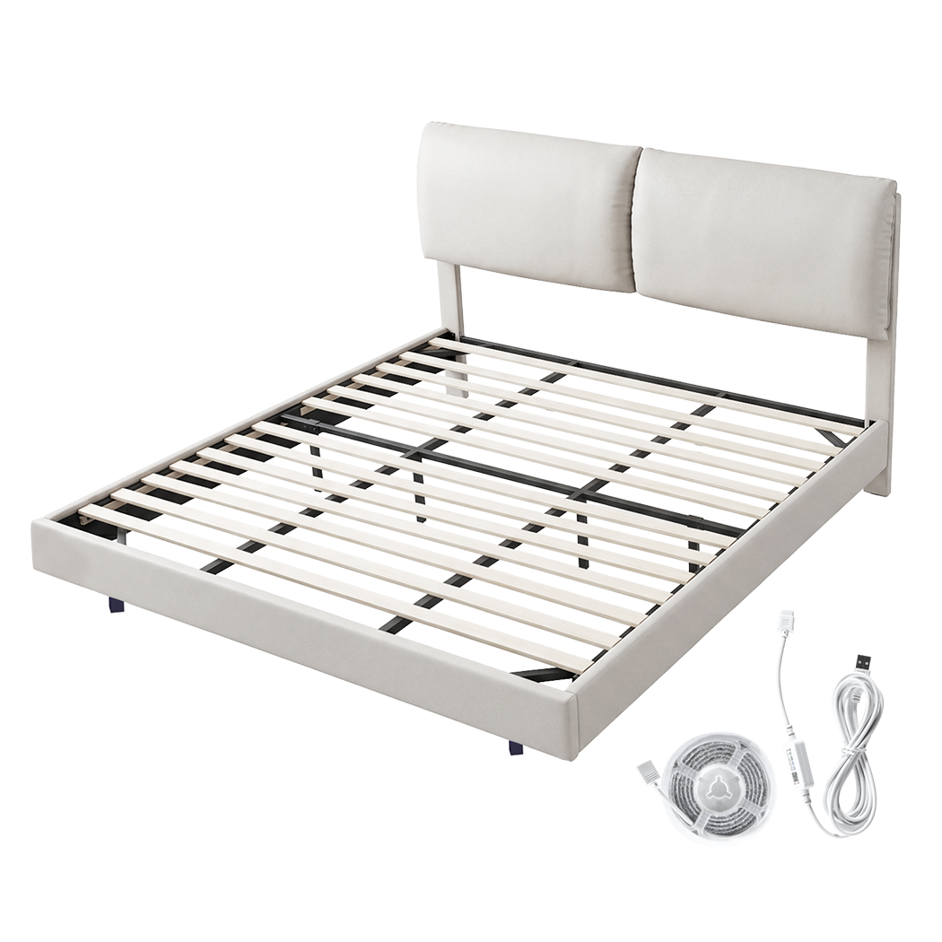 Floating Bed Frame With RGB Light 220x187x96cm