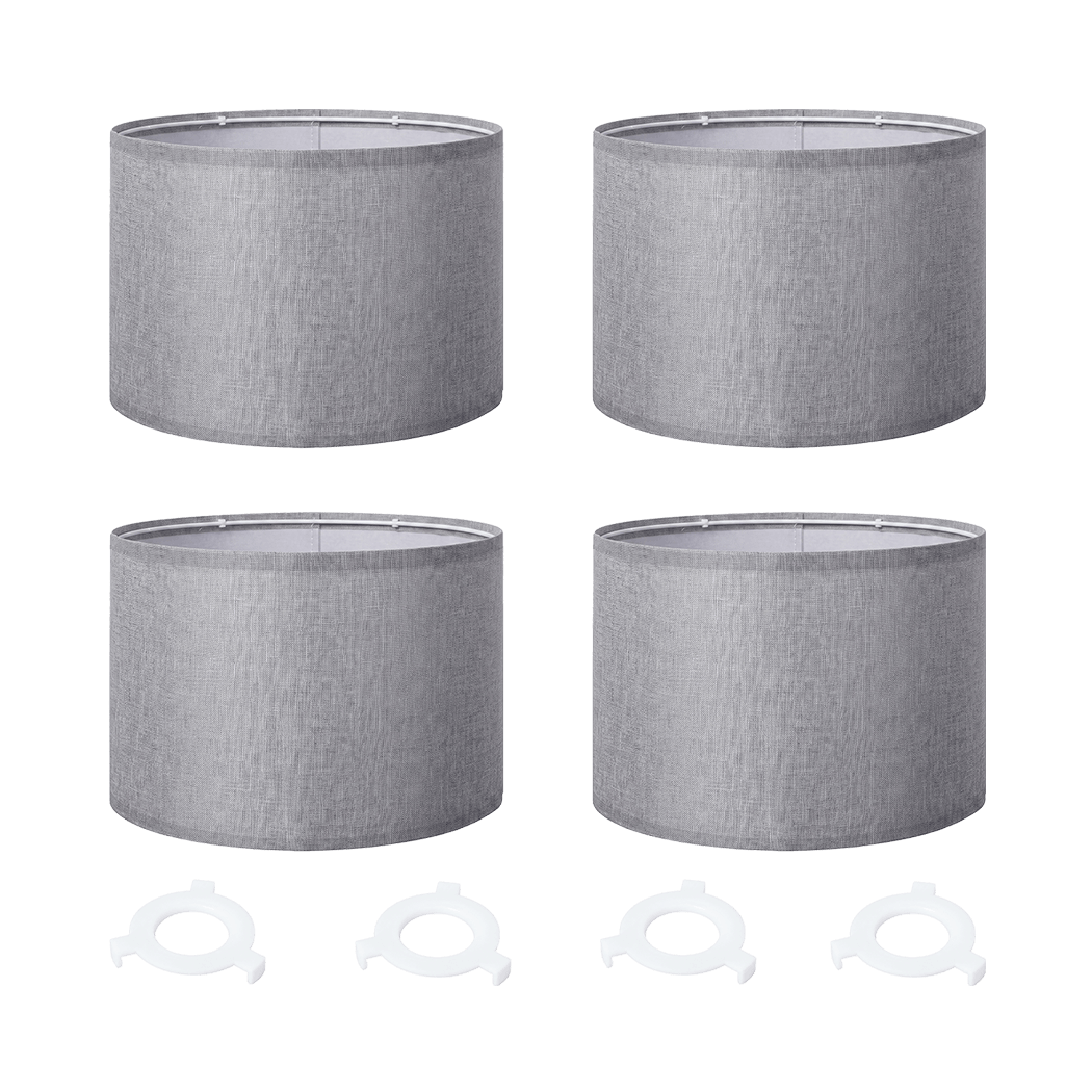 Lamp Shade Grey Linen Drum Set 26x26x18cm