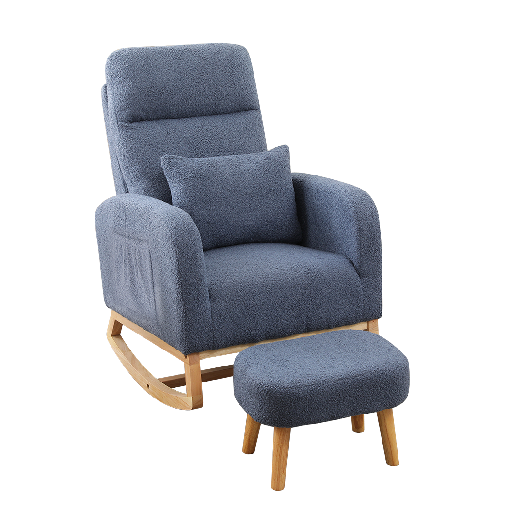 Premium Rocking Chair Ottoman Footrest With Side Pocket Adjustable