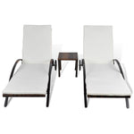 Sun Loungers with Table Poly Rattan Brown
