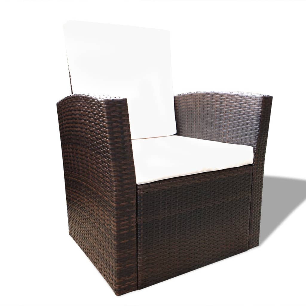 4 Piece Garden lounge set with Cushions Poly Rattan Brown - 85×49.5×35cm