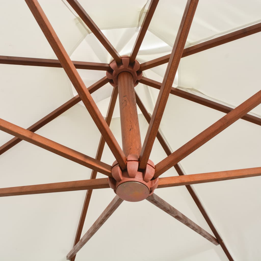 Hanging Parasol 350 cm Wooden Pole White