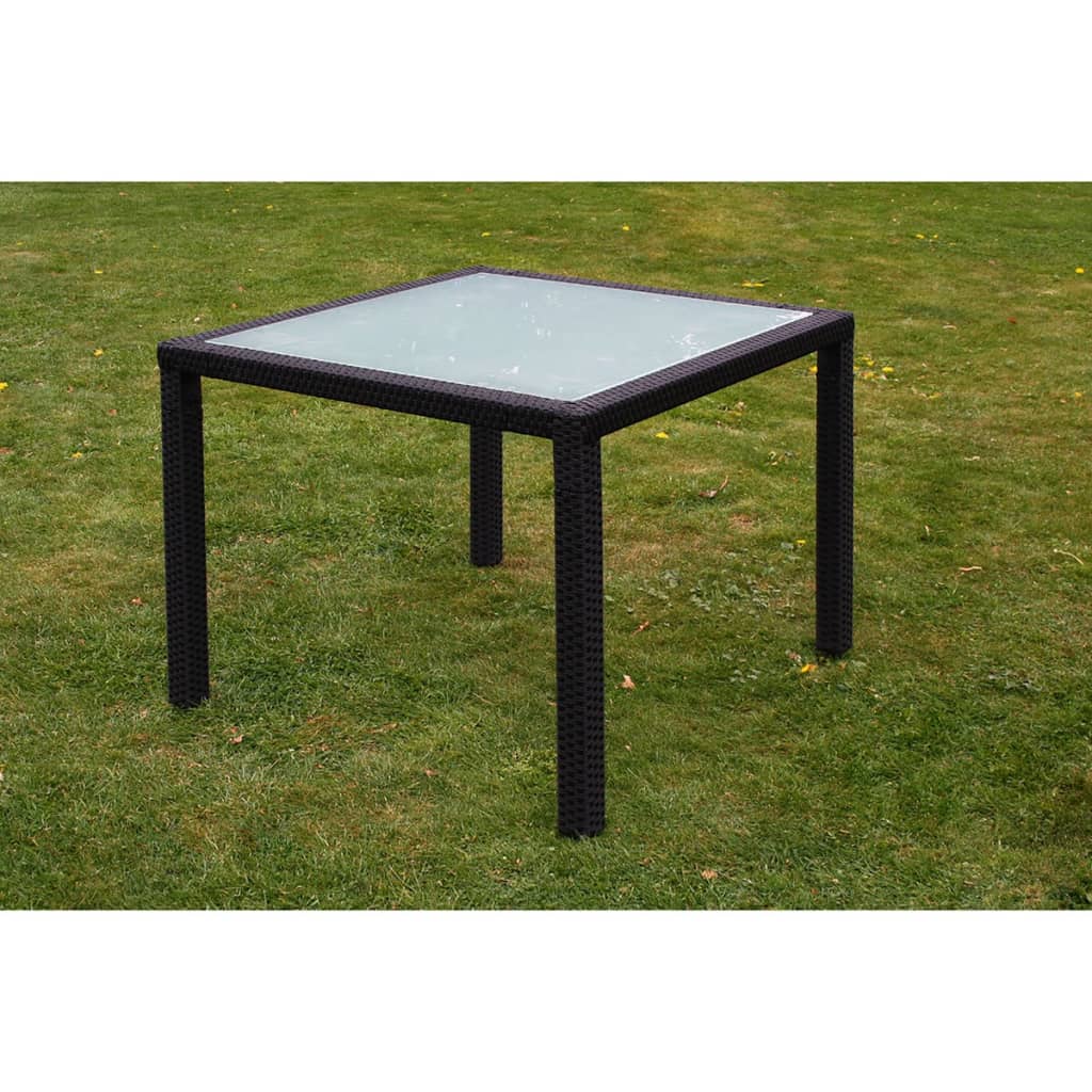 5 Piece Outdoor Dining Set with Cushions Poly Rattan Black - 58×61×88cm
