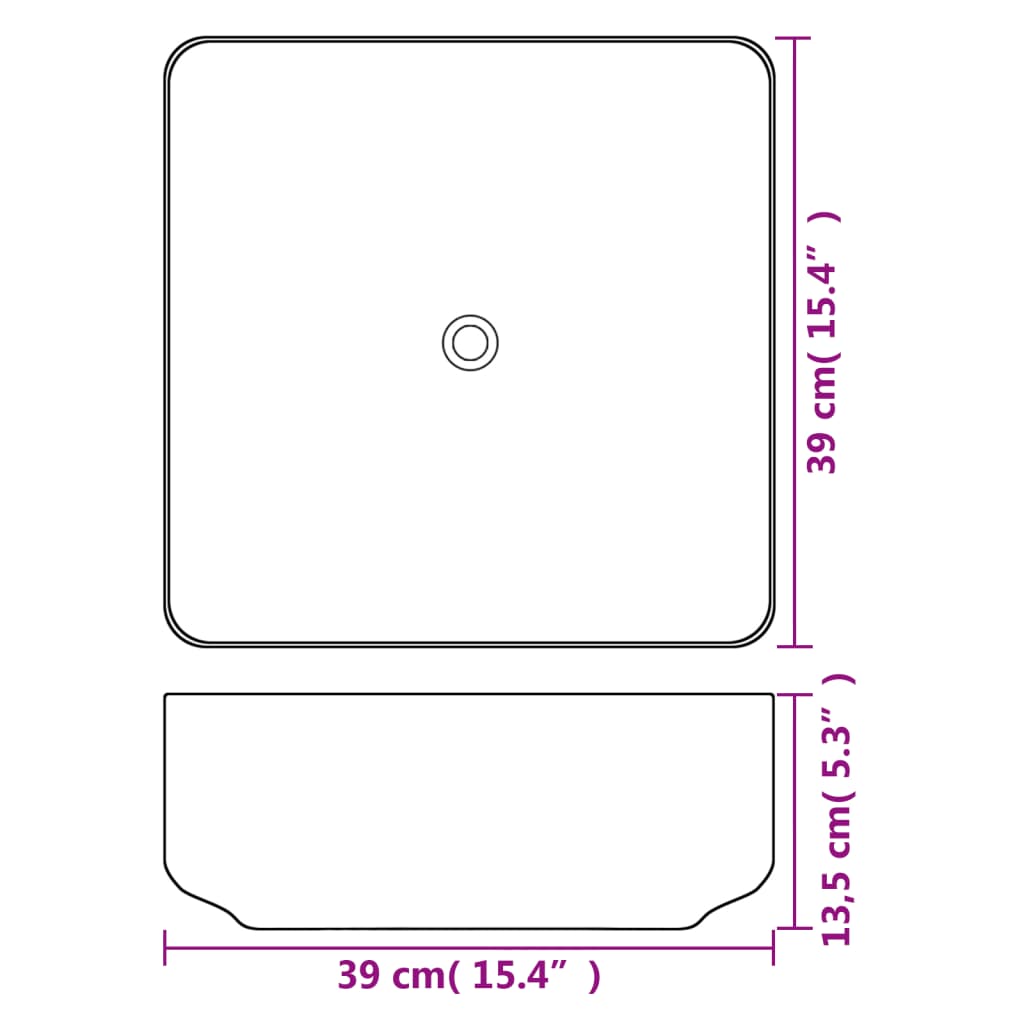 Basin Square Ceramic White M