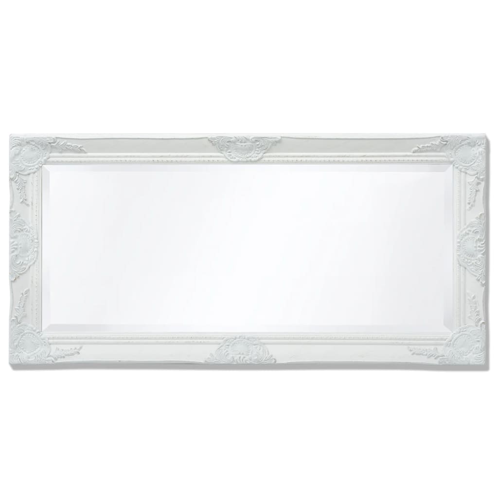 Wall Mirror Baroque Style White - 100×50cm