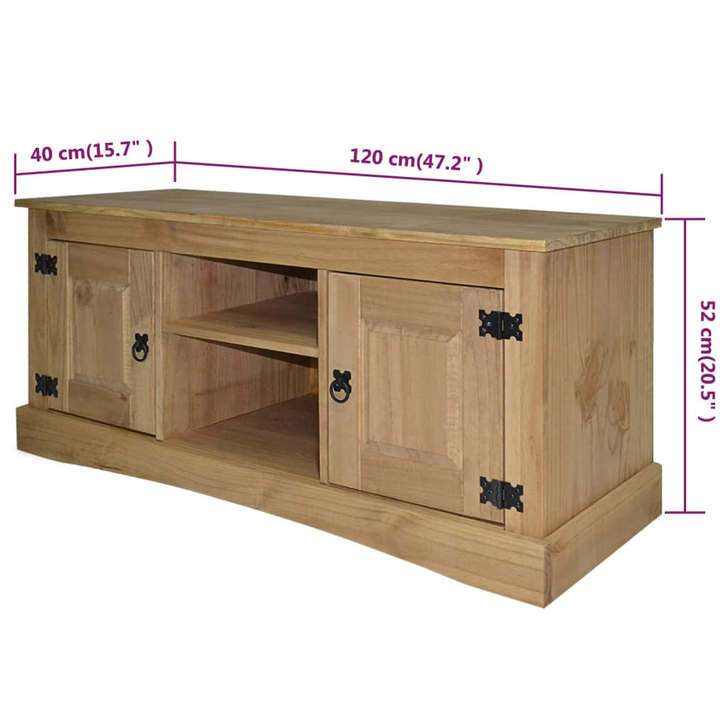 Tv Cabinet Mexican Pine Corona Range - 120×40×52cm