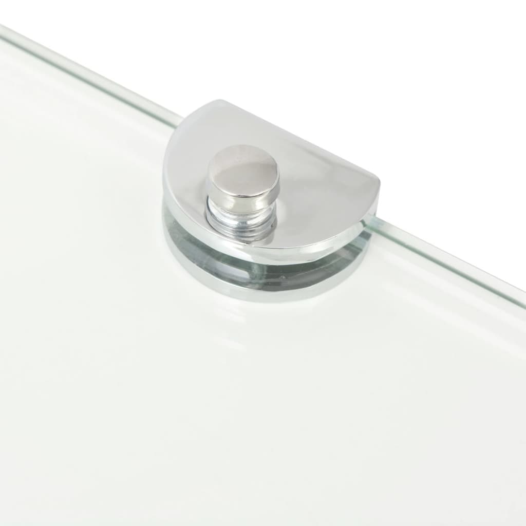 Corner Shelf with Chrome Supports Glass Clear - 45×45cm