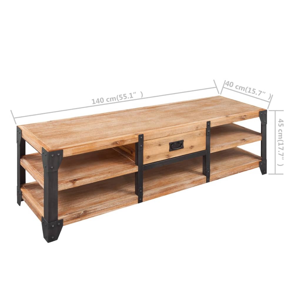 Tv Stand Solid Acacia Wood - 140×40×45cm