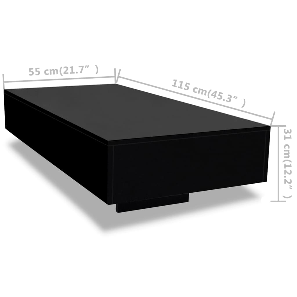 Coffee Table High Gloss Black - 115×55×31cm