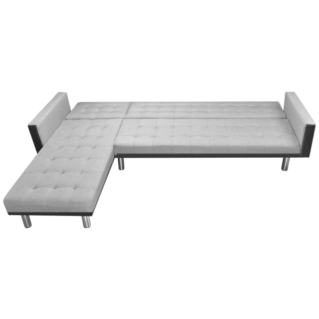 Corner Sofa Bed Fabric Black and Grey