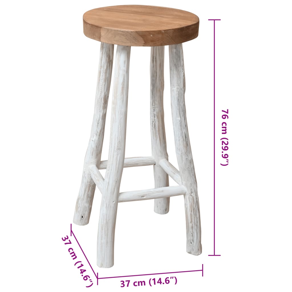 Bar Stool Solid Teak Wood - 37×37×76cm