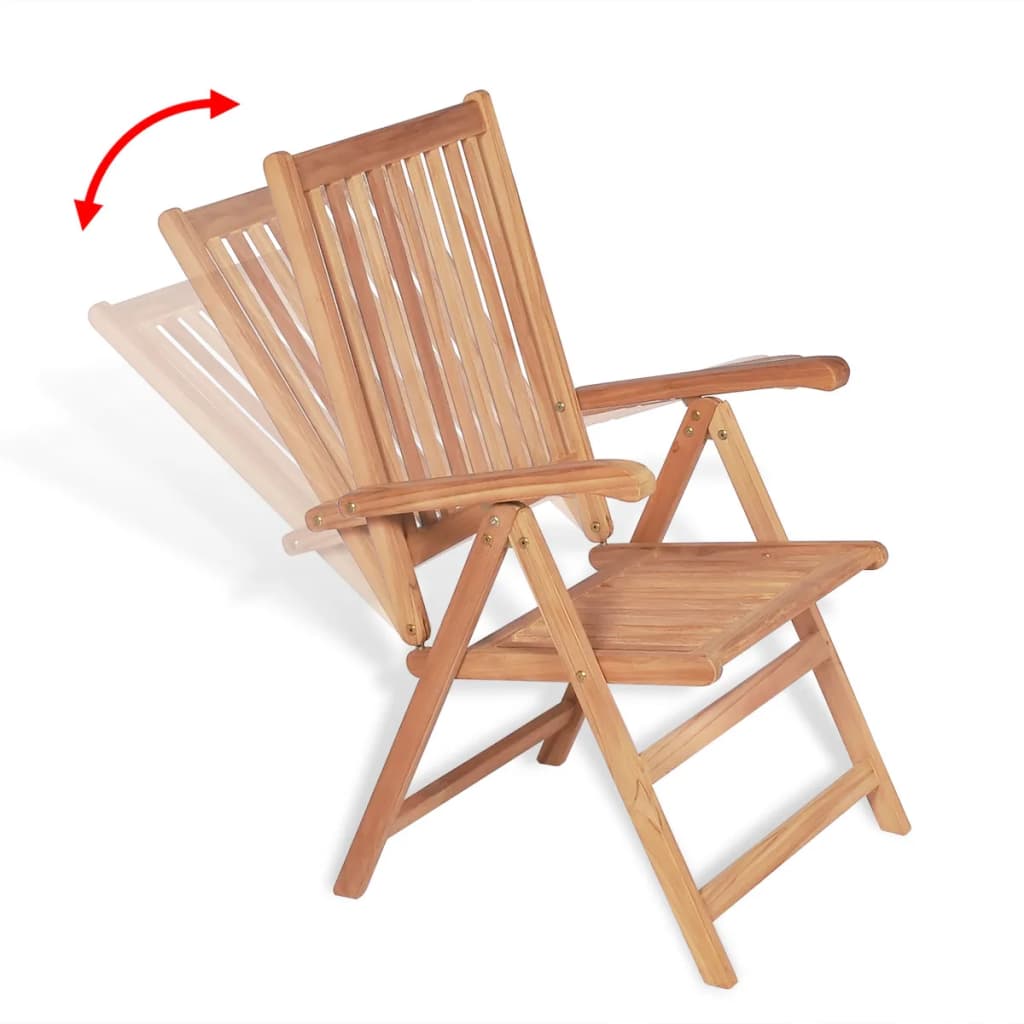 Reclining Garden Chairs 2 pcs Solid Teak Wood - 57×71.5×100cm