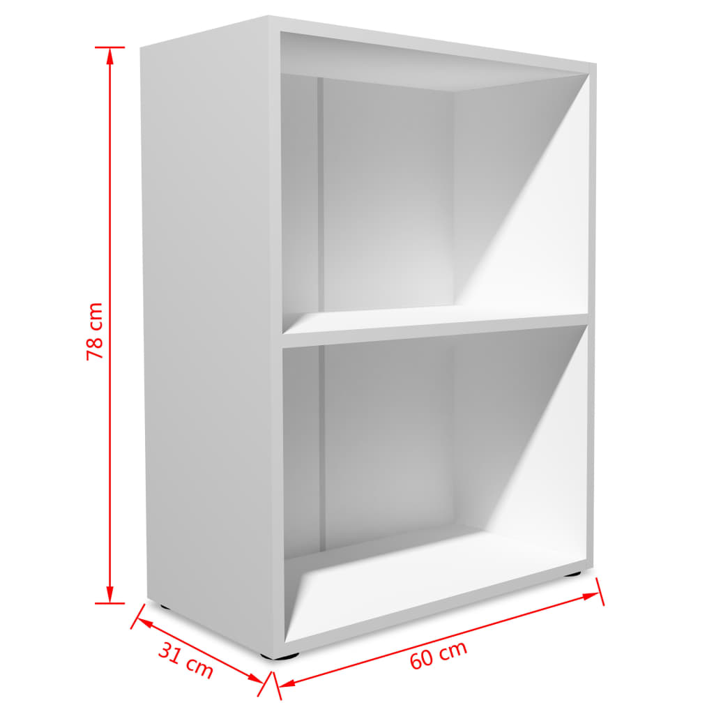 Bookshelf Chipboard White - 60×31×78cm