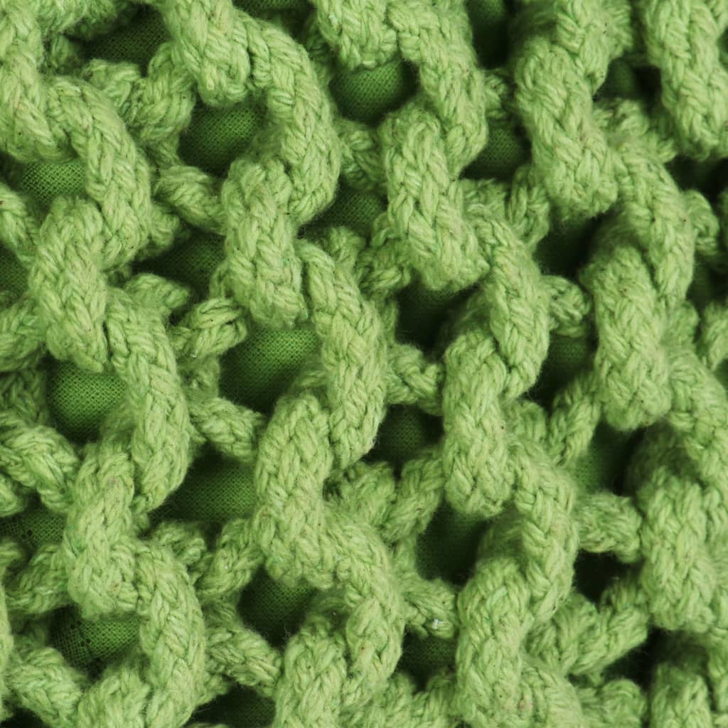 Hand-Knitted Pouffe Cotton Green