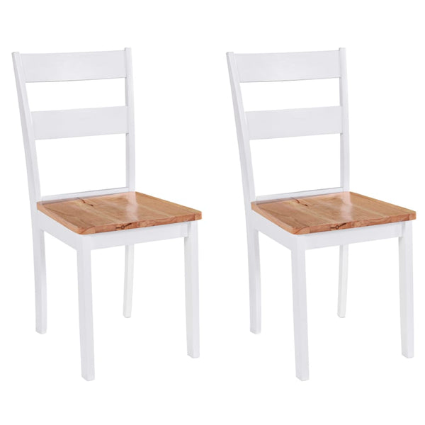  Dining Chairs 2 pcs White Solid Rubber Wood