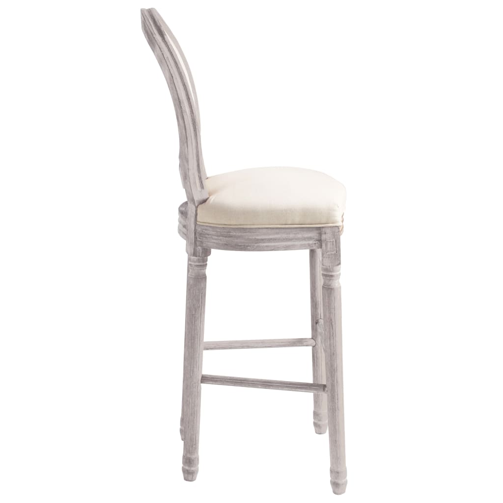 Bar Chairs 2 pcs White Linen - Cream White