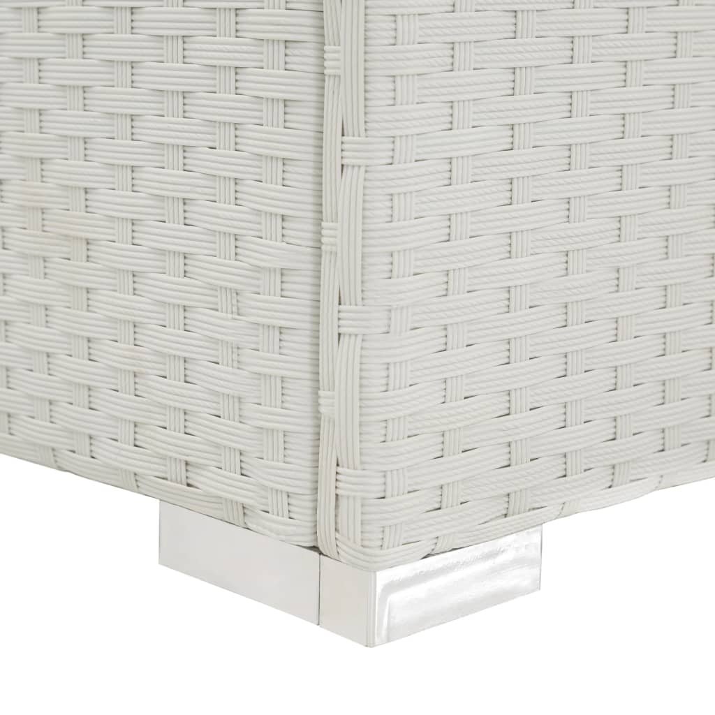 Sun Lounger with Cushion Poly Rattan White