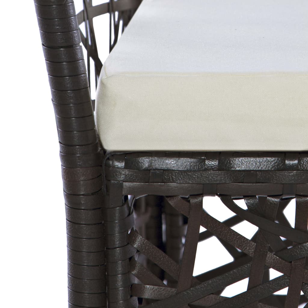 Outdoor Chairs 2 pcs with Cushions Poly Rattan Brown