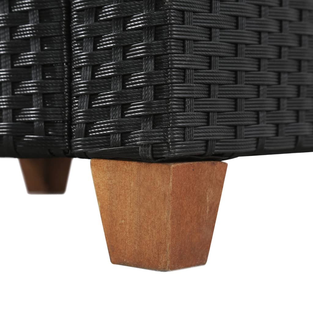 4 Piece Garden Lounge Set with Cushions Poly Rattan Black - 124×65×62cm
