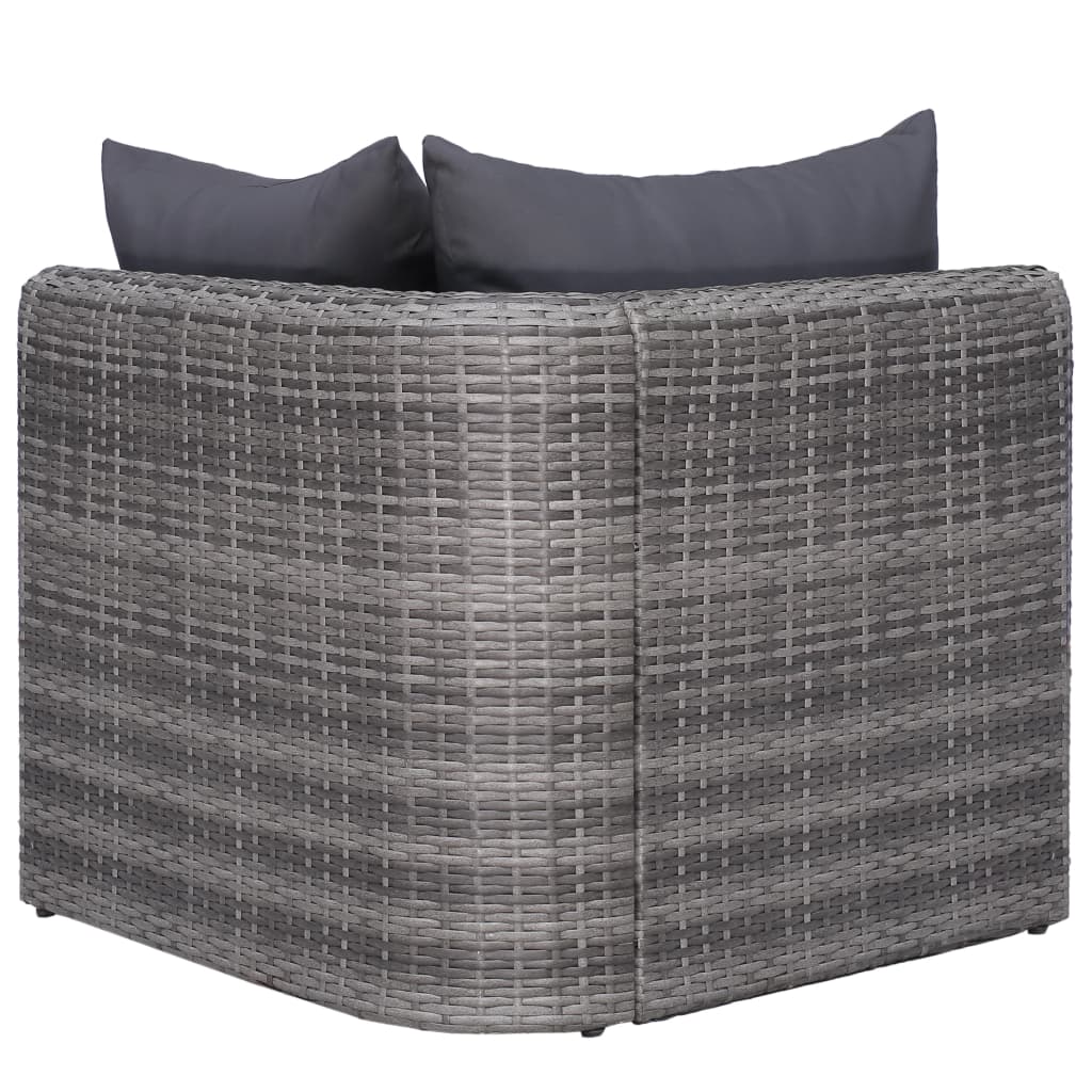 8 Piece Garden Lounge Set with Cushions Poly Rattan Grey - 72×72×63cm