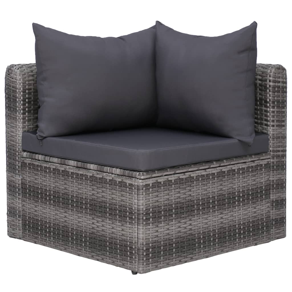 4 Piece Garden Sofa Set with Cushions Grey Poly Rattan