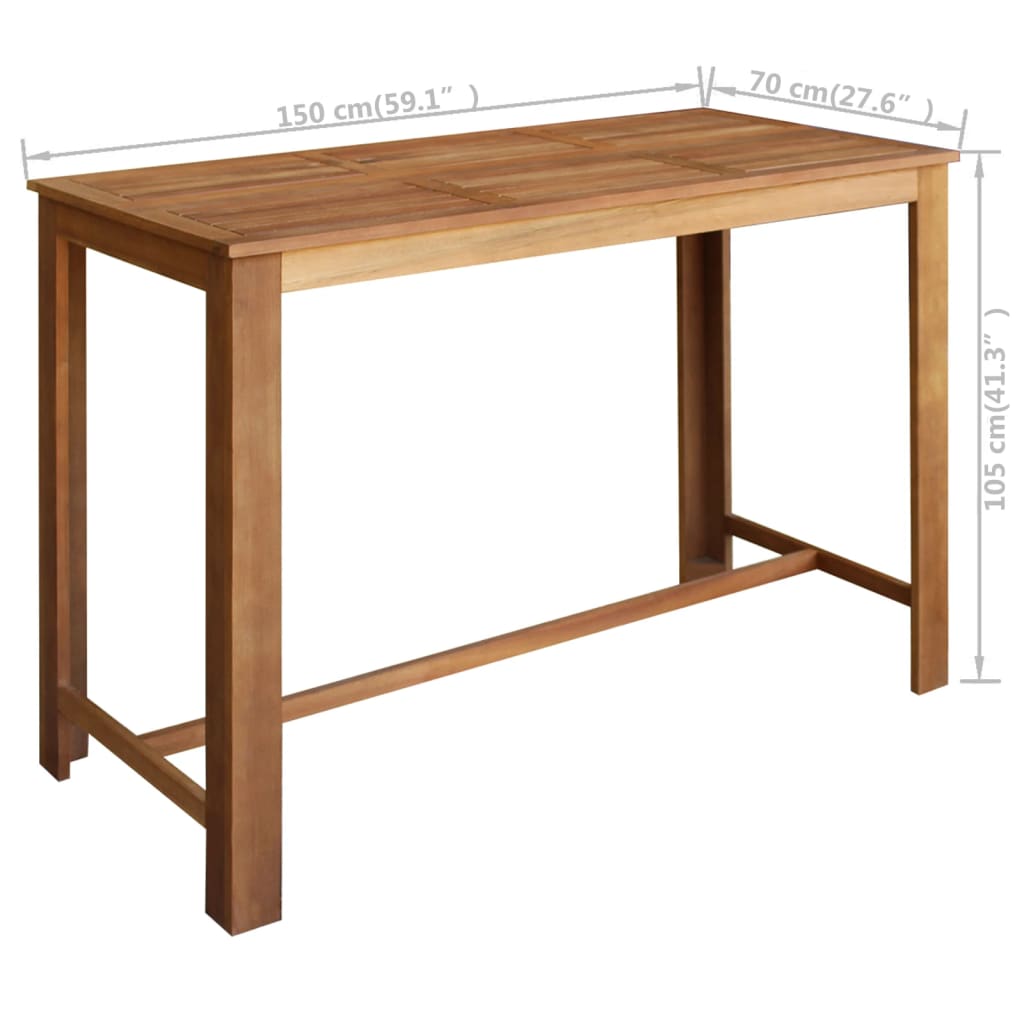 Bar Table Solid Acacia Wood - 150×70×105cm