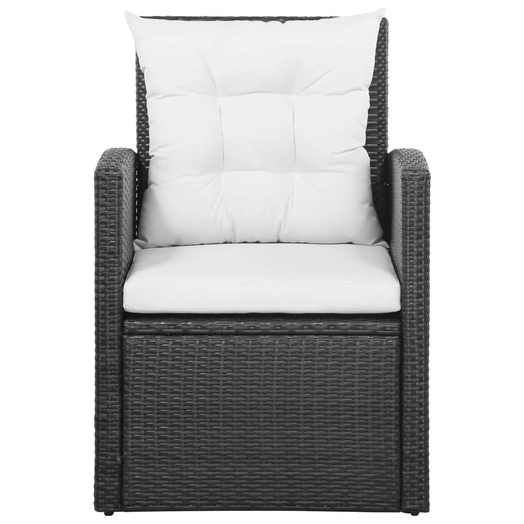 5 Piece Garden Lounge Set with Cushions Poly Rattan Black - 120×70×66cm