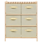 Storage Rack with 6 Fabric Baskets Cedar Wood Beige