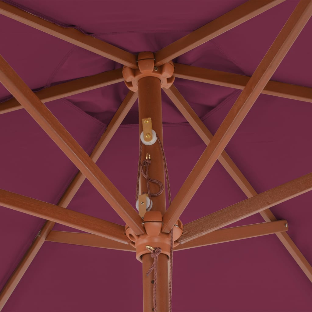 Outdoor Parasol with Wooden Pole Bordeaux Red - 270×244cm